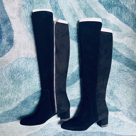 Michael Kors “Sabrina” black suede zip-up over-knee boots. NWT❣️ - Picture 1 of 14